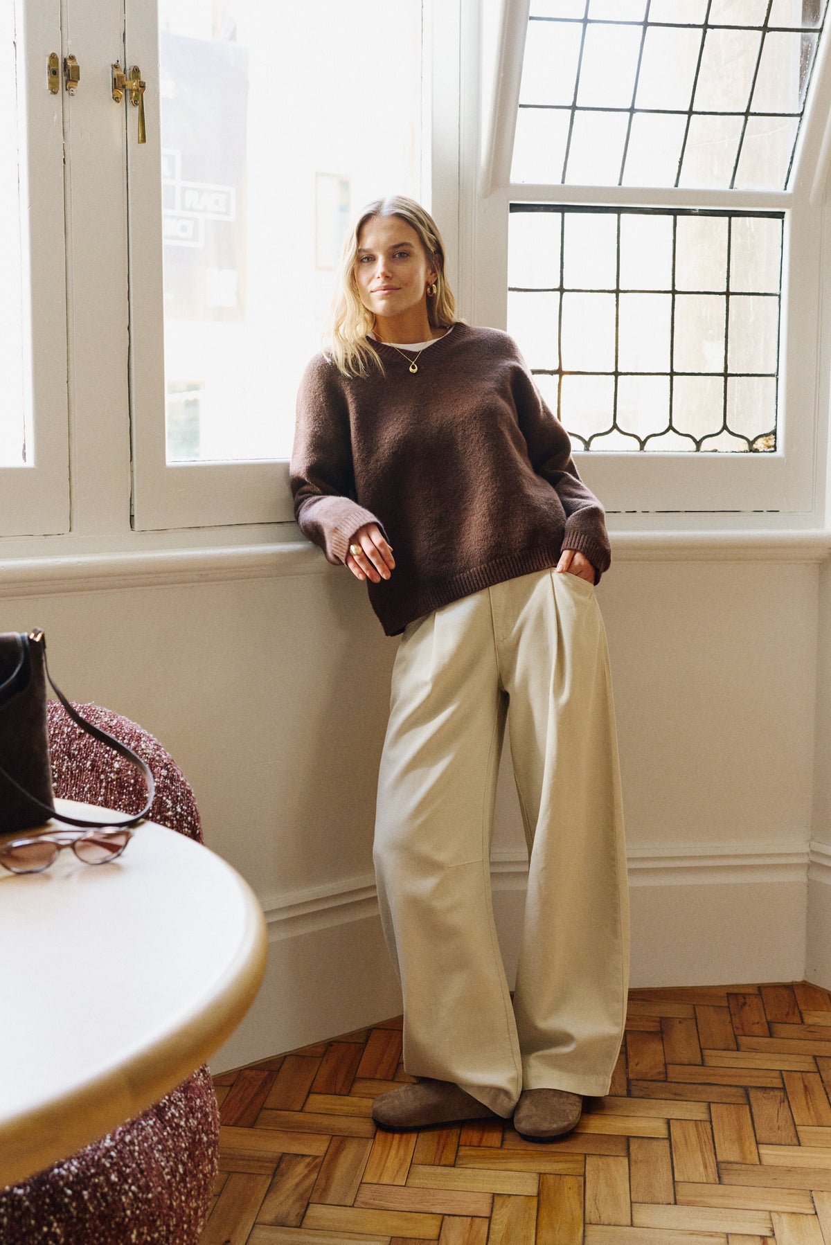 Gemma Pleat Pant Eggshell