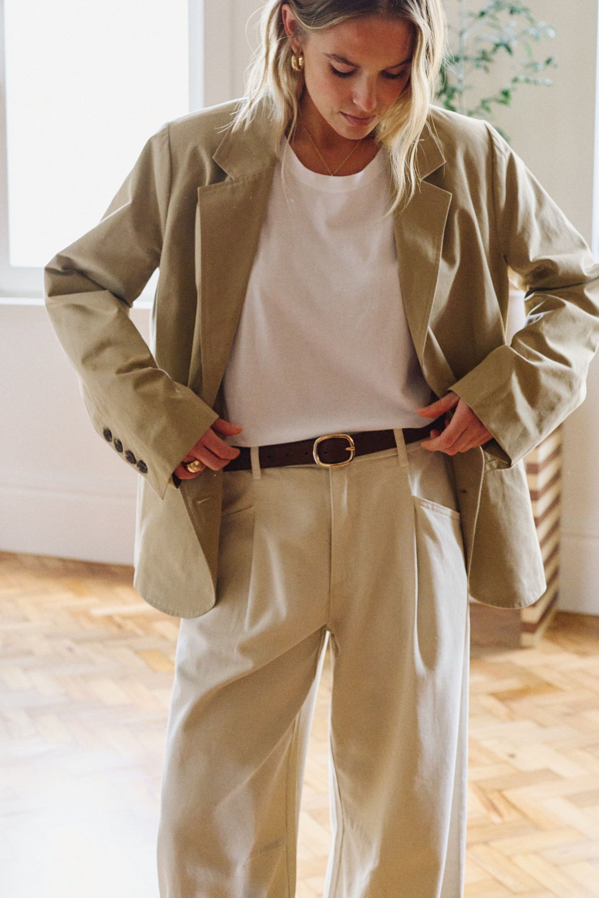 Gemma Pleat Pant Eggshell