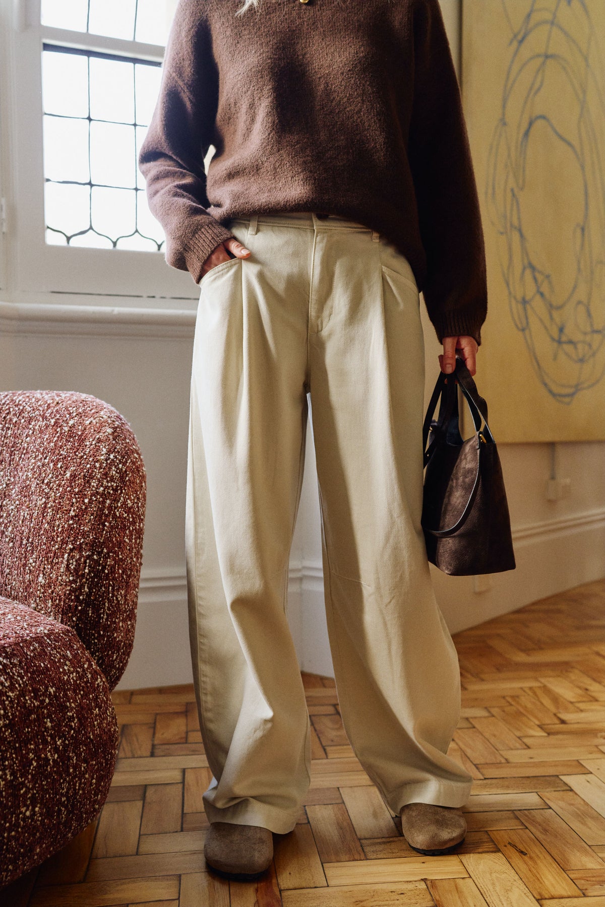 Gemma Pleat Pant Eggshell