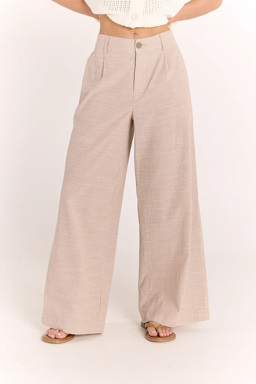 Tilly Pant Mocha Pinstripe
