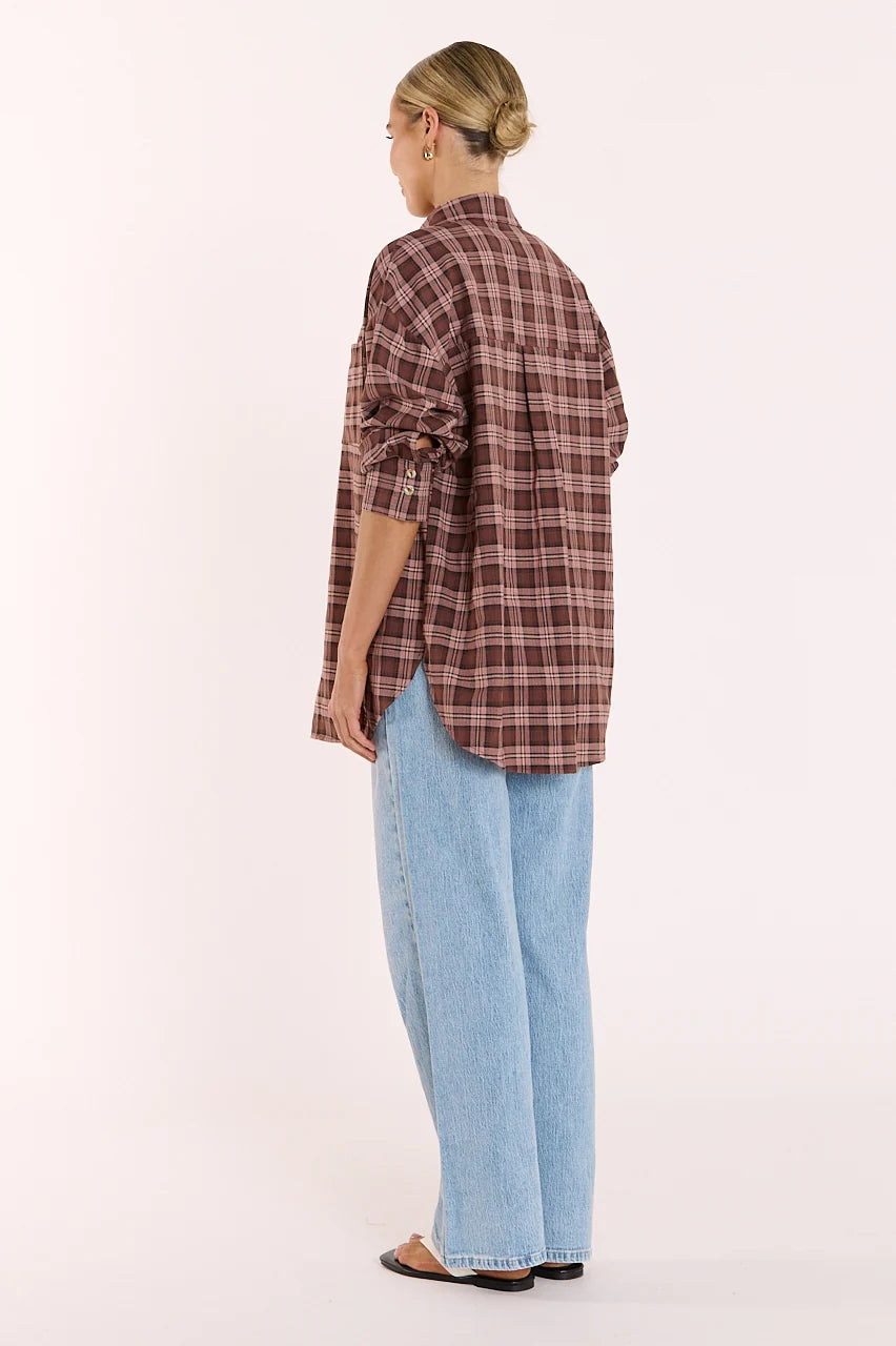 Luca Shirt Pink Chocolate Check