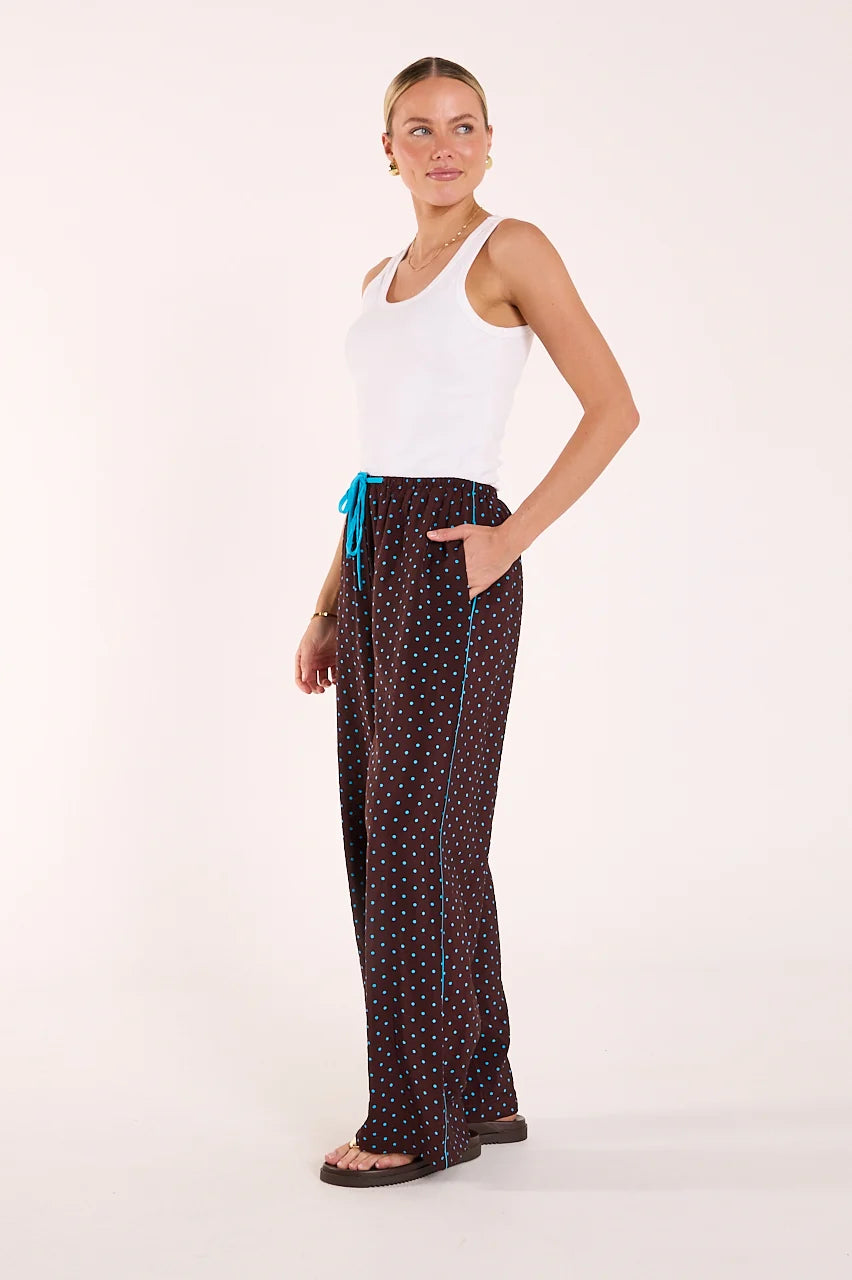 Harper Pant Chocolate Blue Spot