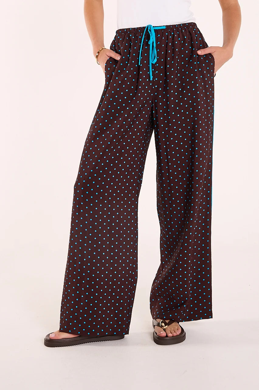 Harper Pant Chocolate Blue Spot
