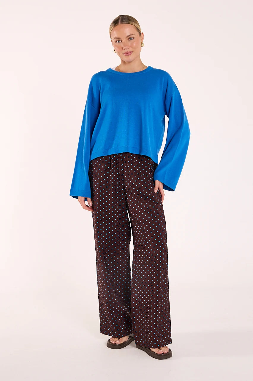 Harper Pant Chocolate Blue Spot