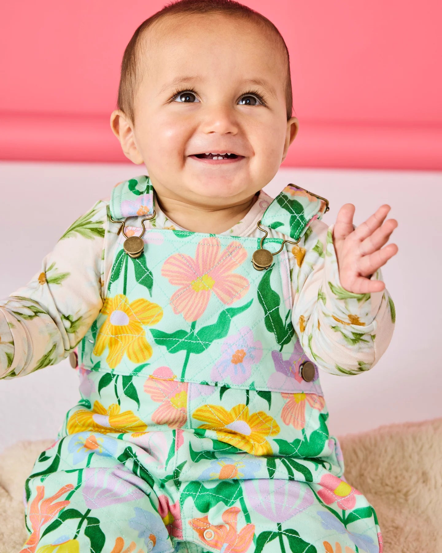 Popping Flowers Fleece Overalls