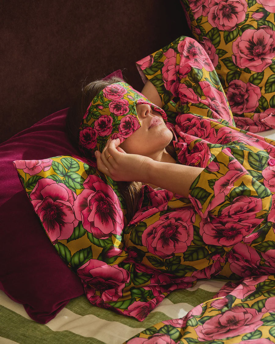 Golden Peony Blockout Silk Eye Mask